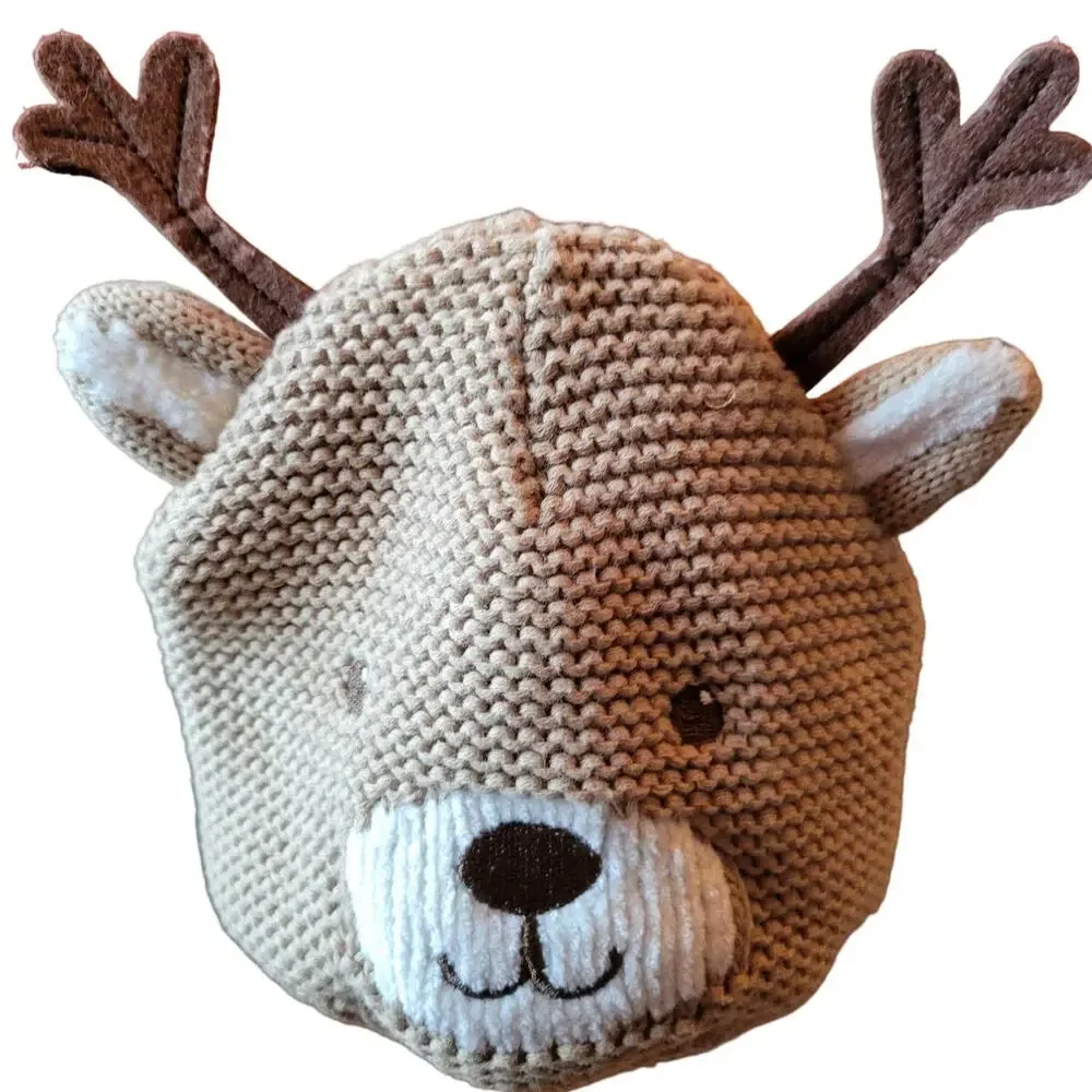 CARTER'S Knit Reindeer Hat Beanie 12-24 mo Soft Fabric Lining